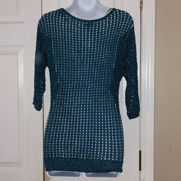 Express metallic  tuquoise sweater  Sz XS - Picture 2 of 3